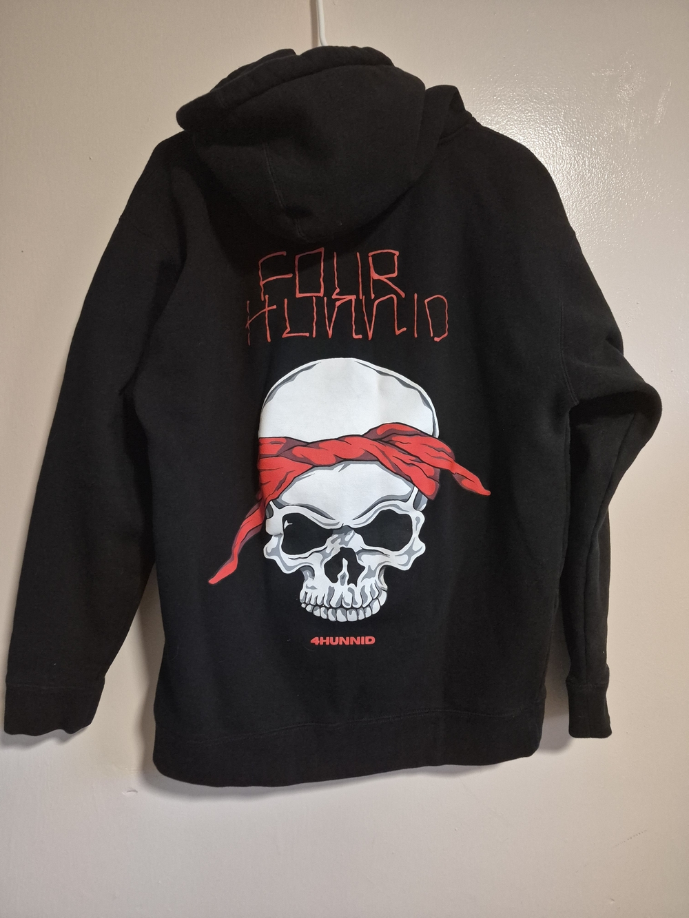 4Hunnid Black Adult Zip-Up Hoodie with Skull